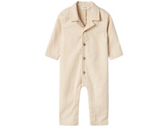 Lil Atelier turtledove striped loose sleepsuit